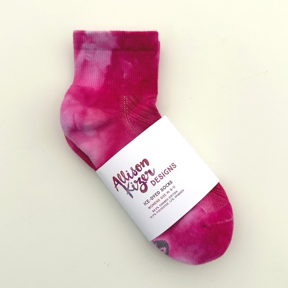Hot Pink Tie Dye Socks Ice Dye Fuchsia Ankle Socks Mid Crew Hand Dyed Socks - Picture 2 of 4
